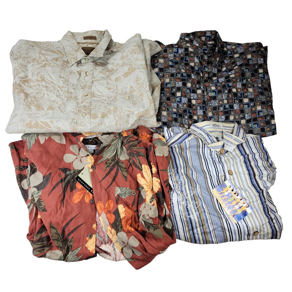 Vintage Hawaiian Shirt Mens Sz Large Lot of 54Rayon Linen Silk NWT Y2k Summer - Picture 1 of 14